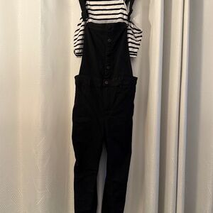 Black overall & Stripped Croptop